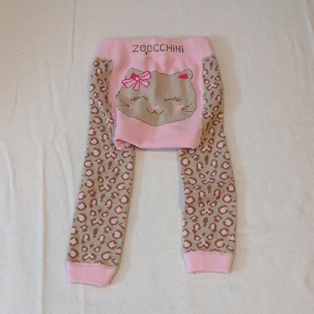 Girls' Pink Leopard Print Leggings with Knee Patches